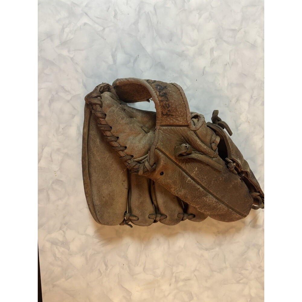 Vintage Antique Leather Baseball Glove Split Finger Mitt Decor Display Prop